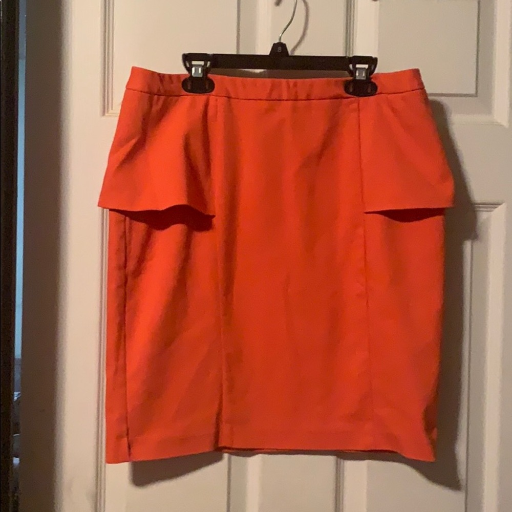 Premise sz 10 faux peplum orange skirt unique